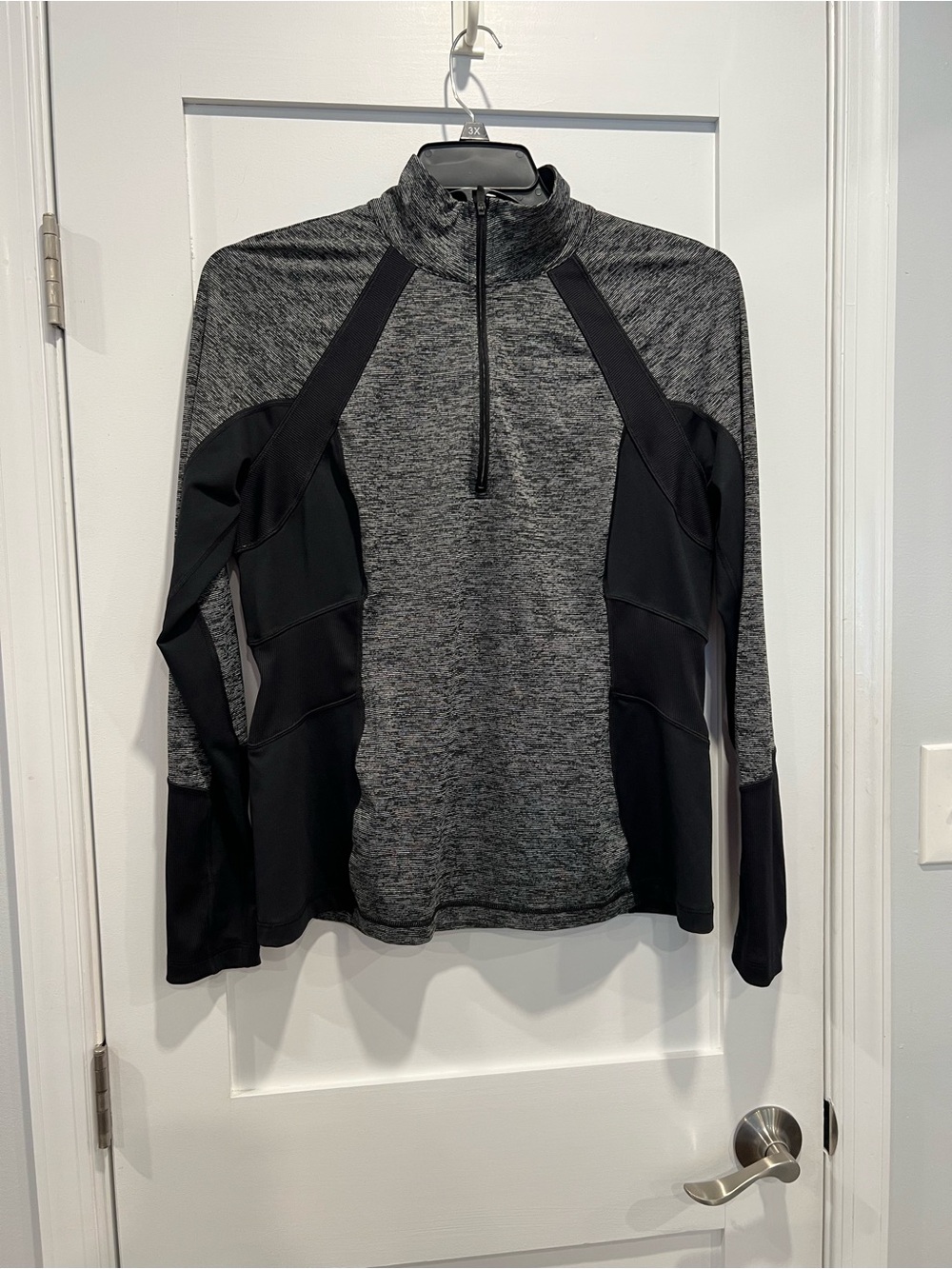 tek gear Women’s Gray and Black Quarter-Zip Performance Top